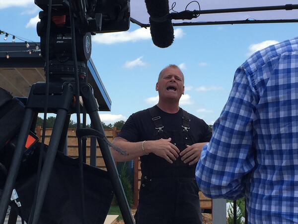 Mike Holmes promoting his show on the set of "Home Free." CREDIT: Rodney Ho/ rho@ajc.com