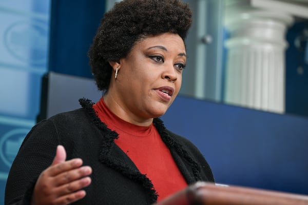 Shalanda Young, director of the Office of Management and Budget, spoke to reporters at a briefing at the White House in Washington.