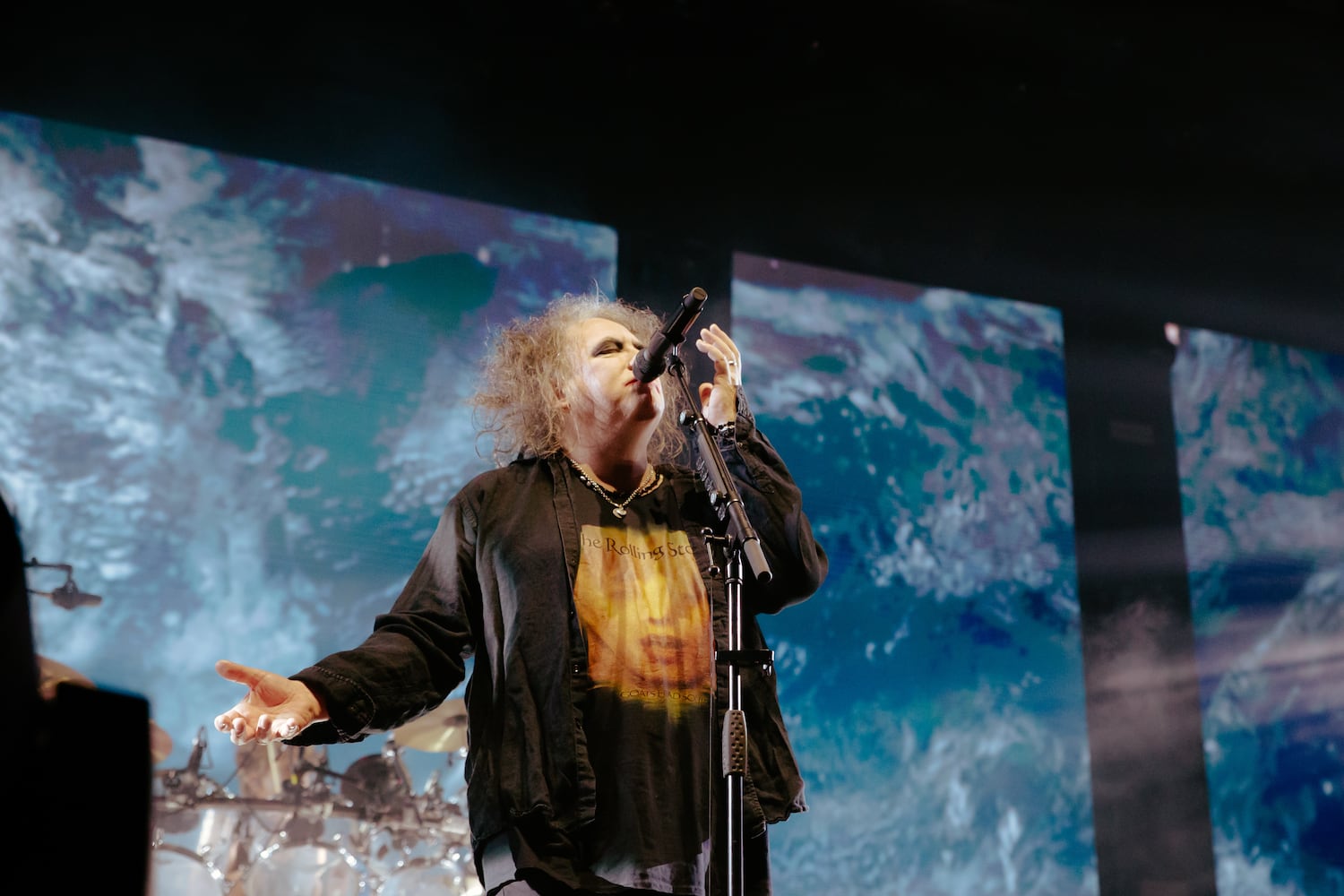 The Cure performs to an excited crowd at the State Farm Arena on June 27, 2023. (Sophie Harris for The Atlanta Journal-Constitution).