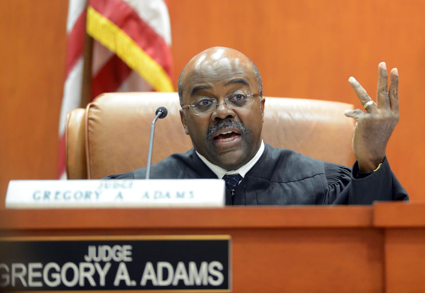 Dunwoody widow appears at a motions hearing before Dekalb County Superior Judge Gregory A. Adams on Feb. 21, 2013.