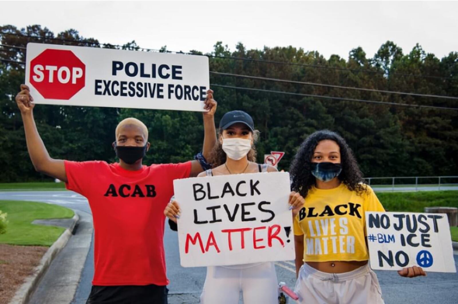 From left, Norcross High School graduates Musunga Mubuso, Idalia Le’Mons and Sierra Mantsouranis are organizing a protest for Lawrenceville on Independence Day.