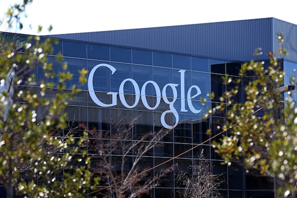 MOUNTAIN VIEW, CA - JANUARY 30: A sign is posted on the exterior of Google headquarters on January 30, 2014 in Mountain View, California. Google ranked fourth on Glassdoor's Best Places to Work 2017 list. (Photo by Justin Sullivan/Getty Images)