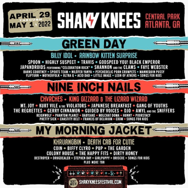 The line-up for Shaky Knees 2022.