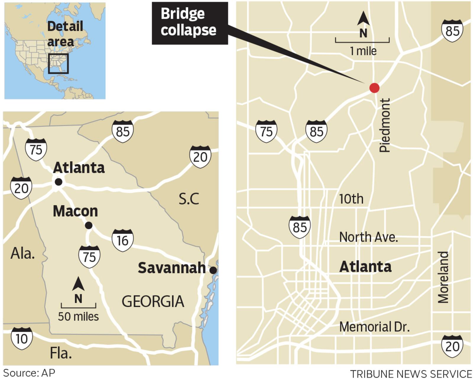 No one was injured in massive fire that caused part of I-85 in Atlanta to collapse on Thursday, March 30, 2017. Sections of I-85 remain closed indefinitely and drivers have had to find alternative routes.