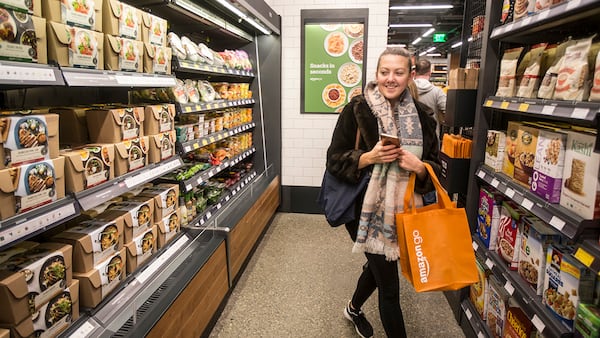 SEATTLE, WA - JANUARY 22: Shopper Ela Ustel walks through the Amazon Go store, on January 22, 2018 in Seattle, Washington. After more than a year in beta Amazon opened the cashier-less store to the public. (Photo by Stephen Brashear/Getty Images)