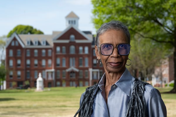 Marcia Hanks-Brooks is the second of four generations of Spelman women in her family. Photographed on the Spelman campus in Atlanta on Monday, April 8, 2024.   (Ben Gray / Ben@BenGray.com)