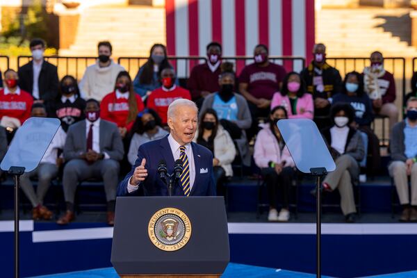 President Joe Biden has proposed moving Georgia up to an earlier spot on the presidential primary calendar. That could give the state more influence in the race, although it will require negotiation with Republican Gov. Brian Kemp and national GOP leaders. (Doug Mills/ New York Times)