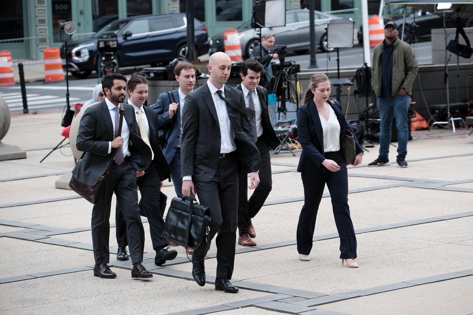 Attorneys representing Dominion Voting Systems in the company's defamation case against Fox News arrive at the Delaware Superior Court in Wilmington, Del., April 17, 2023. (Pete Marovich/The New York Times)
                      