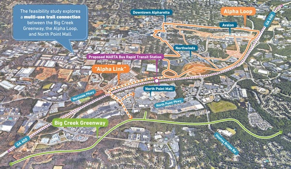 Alpharetta has worked with developers to attract high-end retail, residential and office space while also connecting the destinations via biking and pedestrian trails including Alpha Loop which connects Avalon, City Center and the North Point Mall area. The upcoming Alpha Link project will connect the loop to the Big Creek Greenway's nine-mile trail.