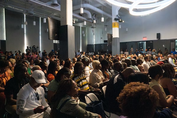 Black business owners gather for the "Family Meeting," an event designed to inspire and educate entrepreneurs, at The Gathering Spot in Atlanta on Tuesday, Aug. 27, 2024. (Olivia Bowdoin for the AJC).