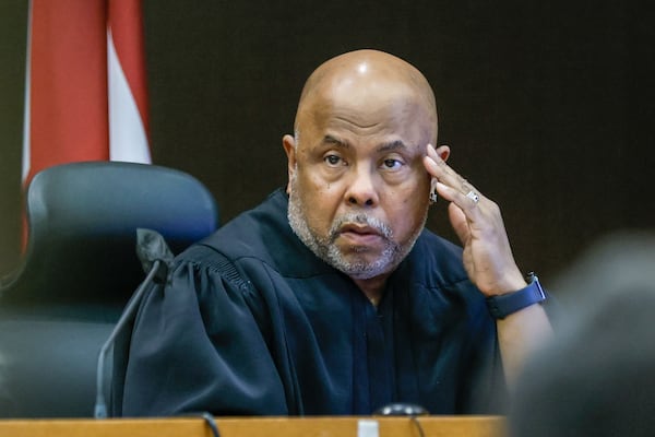 Judge Ural Glanville is shown in his courtroom during testimony of key witness Kenneth Copeland in the Atlanta rapper Young Thug trial at the Fulton County Courthouse on Monday, June 10, 2024, in Atlanta. Glanville was recused from the case on July 15.
(Miguel Martinez / AJC)