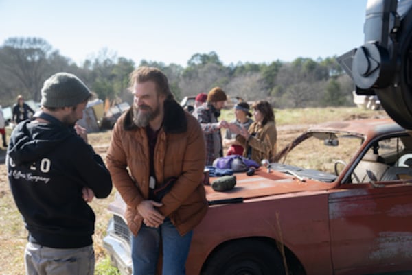 David Harbour on set of "Stranger Things" in Georgia in 2024 during the final season shoot. NETFLIX