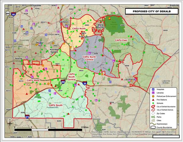 A map of the proposed "city of DeKalb," which would encompass about 123 square miles and more than 200,000 residents in southern DeKalb County. SPECIAL PHOTO/cityofdekalbga.com