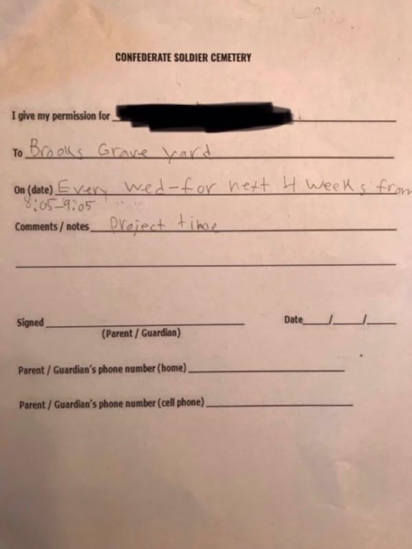 This is the permission slip that came home last week to a parent whose child attends a state approved charter school in Fayette County. 