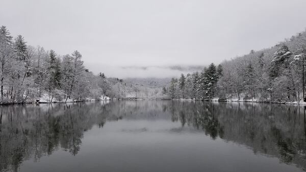 Chris Karabinos shared this photo taken while on a church retreat at Camp Hidden Lake outside Dahlonega, GA on Feb 8, 2020. "We received seven inches of snow in four hours creating a winter wonderland."