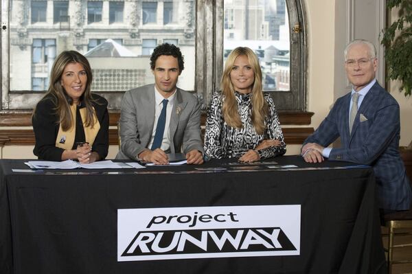 The current judges of "Project Runway" Nina Garcia. Zac Posen and Heidi Klum along with mentor Tim Gunn. CREDIT: Lifetime