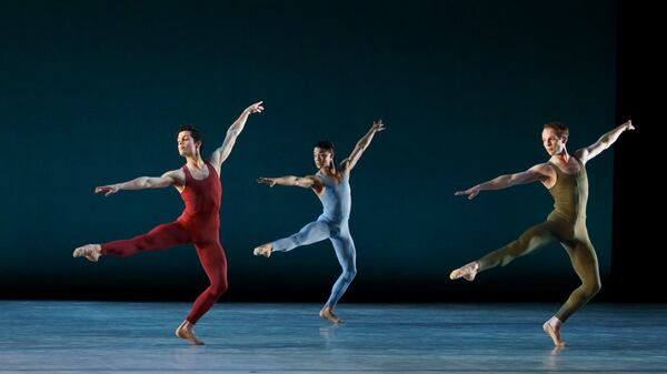 Ángel Ramírez (from left), Miguel Angel Montoya and Carraig New in “Concerto Grosso," part of Atlanta Ballet's "Midwinter Dreams" production.