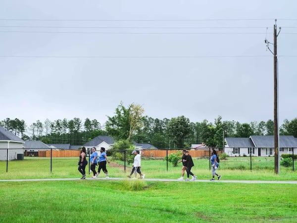 A group from GirlTrek Savannah walks along the trail at Hendrix Park on Saturday July 29. (Photo Courtesy of Justin Taylor/The Current GA)