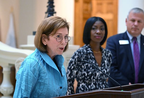 State Election Board member Janice Johnston said the board will not support team of monitors Fulton County hired to oversee its elections and it “will not consider their findings valid when they present them.” Johnston, according to a Fulton County lawsuit, had proposed adding eight members to the team via email, including a subcontractor for the Cyber Ninjas audit of the 2020 presidential election in Maricopa County, Arizona. (Hyosub Shin / AJC)