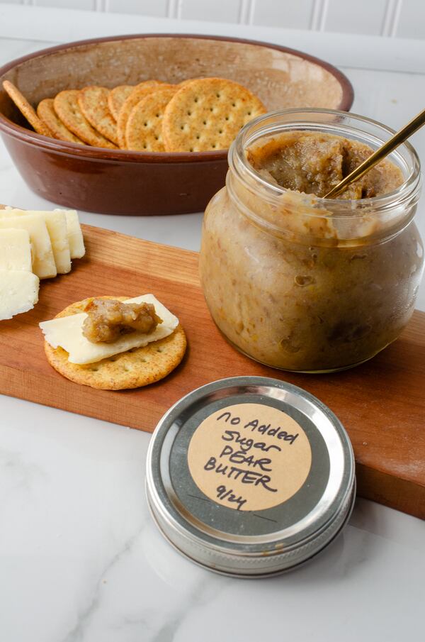 No Added Sugar Pear Butter is a great addition to charcuterie and cheese boards.