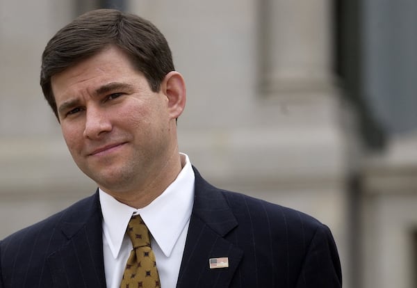 William Pryor exits the federal courthouse in Montgomery, Ala., in 2004 after being sworn in as a judge on the 11th U.S. Circuit Court of Appeals. (Mickey Welsh / Montgomery Advertiser)