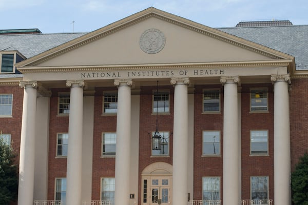 FILE - The National Institutes of Health's James Shannon building is seen on the agency's campus in Bethesda, Md., Friday, Oct. 24, 2014. (AP Photo/Pablo Martinez Monsivais, File)