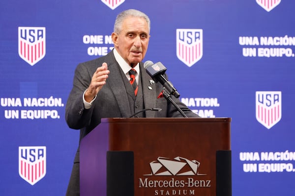 Falcons and Atlanta United owner Arthur Blank speaks during a press conference unveiling the U.S. Soccer National Training Center at Mercedes-Benz Stadium on Saturday, September 16, 2023.
Inter Miami forward Lionel Messi (10)
 Miguel Martinez / miguel.martinezjimenez@ajc.com