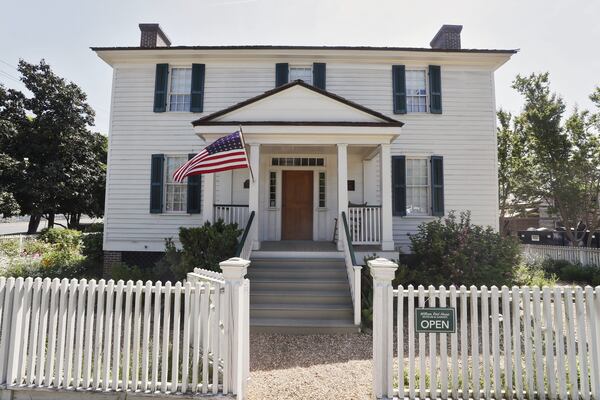 May 2, 2019 - Marietta - Cobb Landmarks is renovating its William Root House Museum, an old house in downtown Marietta that showcases the lives of people in antebellum Georgia. They have began reconstructing the smokehouse and a log cabin on to the site. Bob Andres / bandres@ajc.com