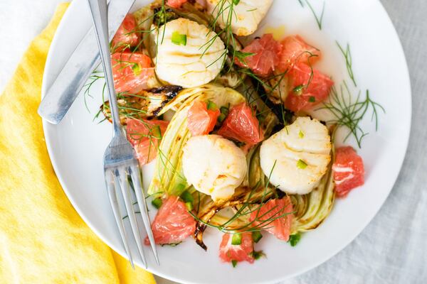 Scallops, fennel and grapefruit