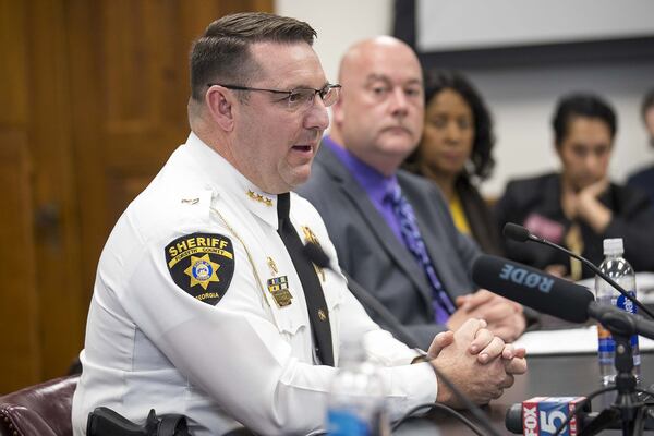 Forsyth County Sheriff Ron Freeman speaks about gang activity in his area during a Public Safety Committee joint meeting at the Georgia State Capitol building in Atlanta on Monday, January 27, 2020. (ALYSSA POINTER/ALYSSA.POINTER@AJC.COM)