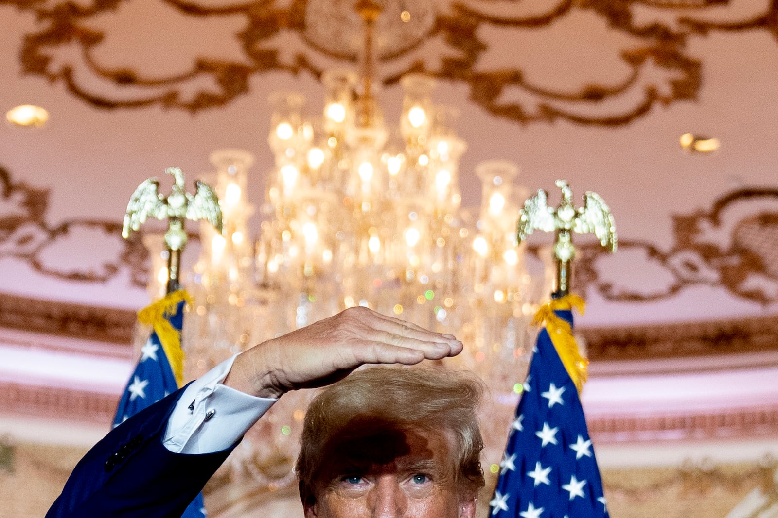 FILE - Former President Donald Trump looks out at the audience as he speaks at his Mar-a-Lago estate in Palm Beach, Fla., on Election Day, Nov. 8, 2022. (AP Photo/Andrew Harnik, File)