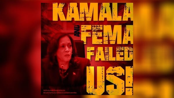 This ad from Greater Georgia, an organization that supports Republicans, criticizes Vice President Kamala Harris and the Federal Emergency Management Agency.