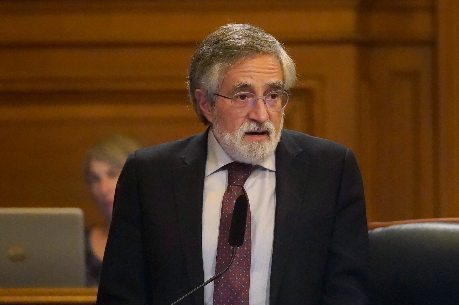 FILE - San Francisco Board of Supervisors President Aaron Peskin speaks during a board meeting in San Francisco, Tuesday, Jan. 9, 2024. (AP Photo/Jeff Chiu, File)