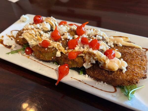 Fried green tomatoes from Gabe's Downtown. Olivia Wakim/AJC