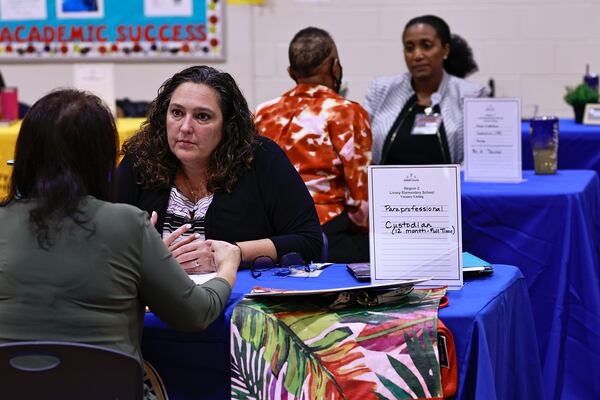 DeKalb principals and administrators interview potential teachers at a job fair held at DeKalb School District Headquarters on Thursday, July 21, 2022. (Natrice Miller/natrice.miller@ajc.com)