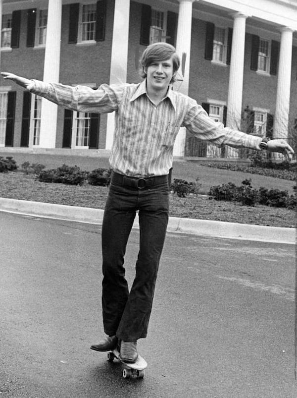 Chip Carter, son of then-Gov. Jimmy Carter, skateboards in front of the Georgia Governor's Mansion in 1971. (AJC Archive at GSU Library)