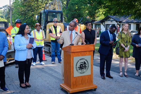 Dekalb CEO Michael Thurmond speaks at a press conference in Decatur announcing a $284 million water infrastructure finance and innovation act loan to Dekalb County on Thursday, May 19, 2022. (Arvin Temkar / arvin.temkar@ajc.com)