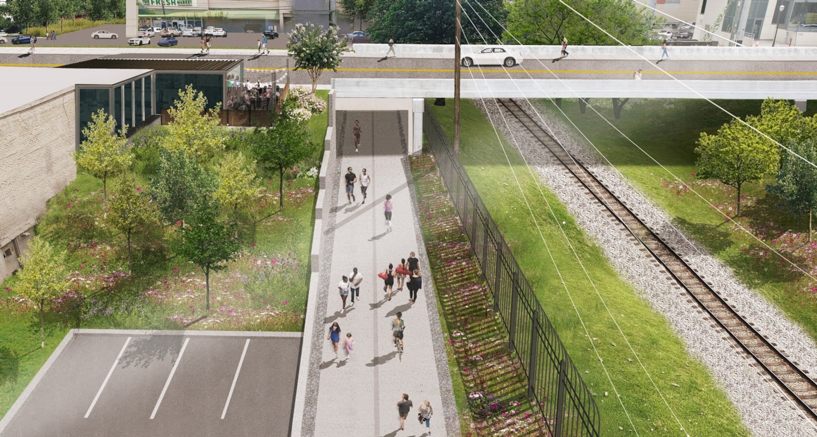 This rendering shows the future Atlanta Beltline Northwest Trail going under Peachtree Road in Buckhead going east. Courtesy of the Atlanta Beltline.