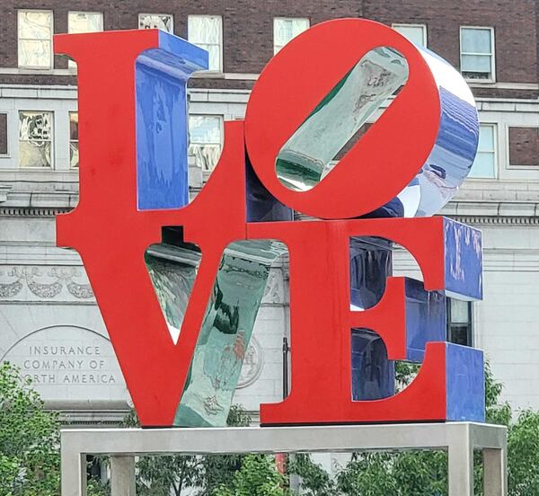 Philadelphia's LOVE sculpture at John F. Kennedy Plaza, also known as LOVE Park, in August 2023.