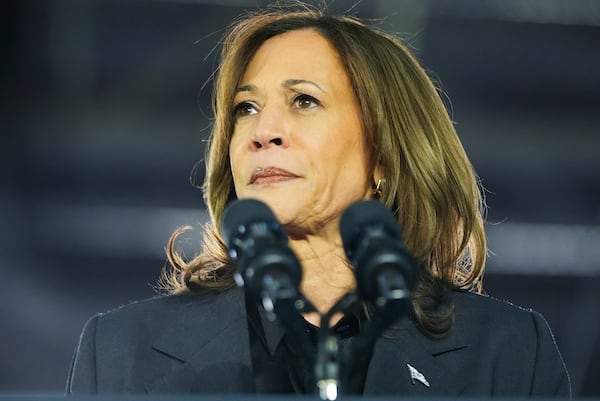 Democratic presidential nominee Vice President Kamala Harris speaks at a campaign rally at Little Chute High School, Friday, Nov. 1, 2024, in Little Chute, Wis. (AP Photo/Alex Brandon)