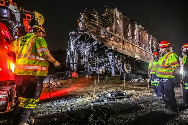 I-75 South remains shut down south of the I-675 interchange while crews continue cleaning up the wreckage.