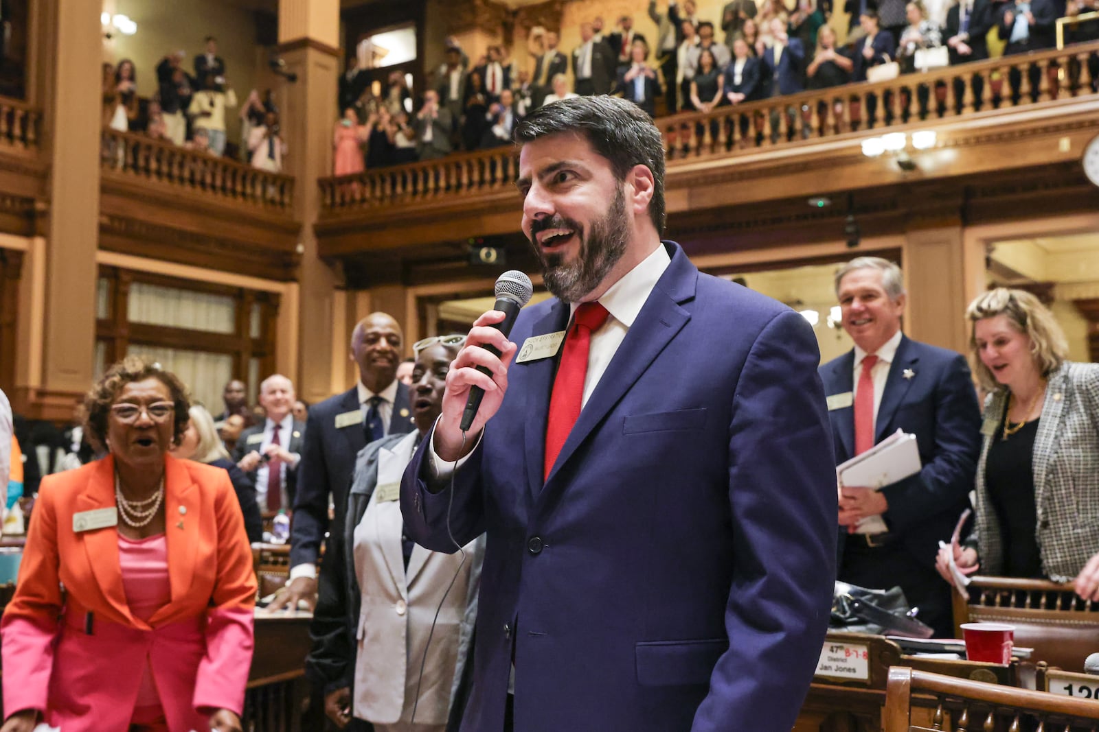 Majority leader Chuck Efstration (R-Dacula) makes a motion to end the House session on Sine Die, the last day of the General Assembly at the Georgia State Capitol in Atlanta on Wednesday, March 29, 2023. (Natrice Miller/ natrice.miller@ajc.com)