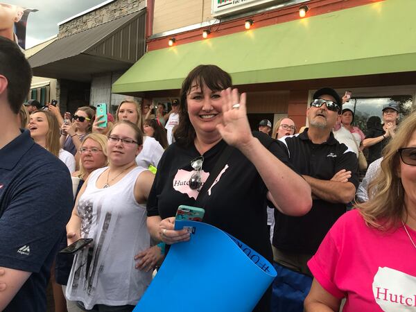  Velvet Clay of Rockmart visited the parade and purchased a "Hutchpuppies" shirt to show her support for Caleb Lee Hutchinson. "He comes across as a genuine kid, he's funny and he has a great voice," said Clay, whose niece dated Caleb's best friend Harley. CREDIT: Rodney Ho/rho@ajc.com