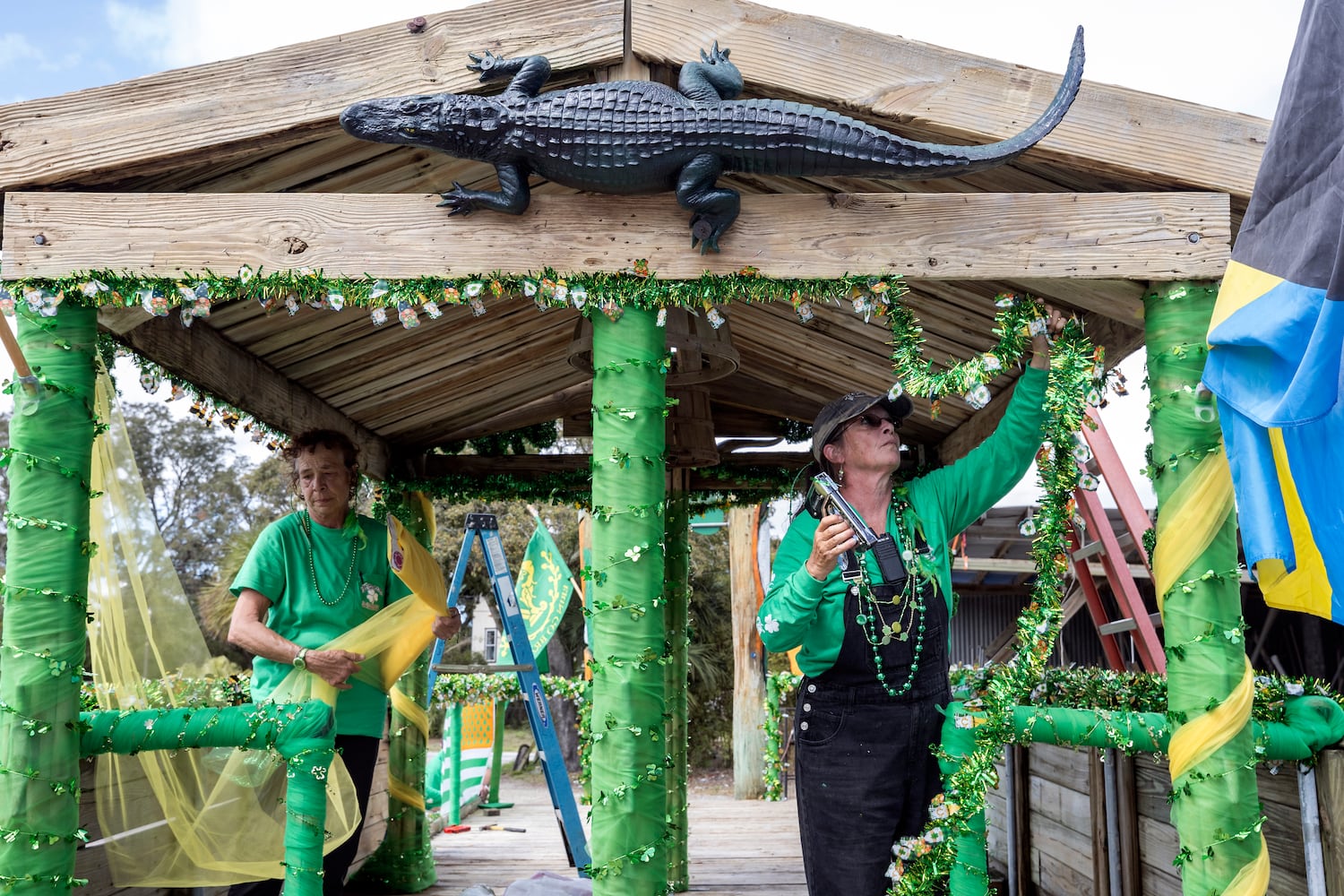 Crab Shack builds a float for the Savannah Patrick's Day Parade.