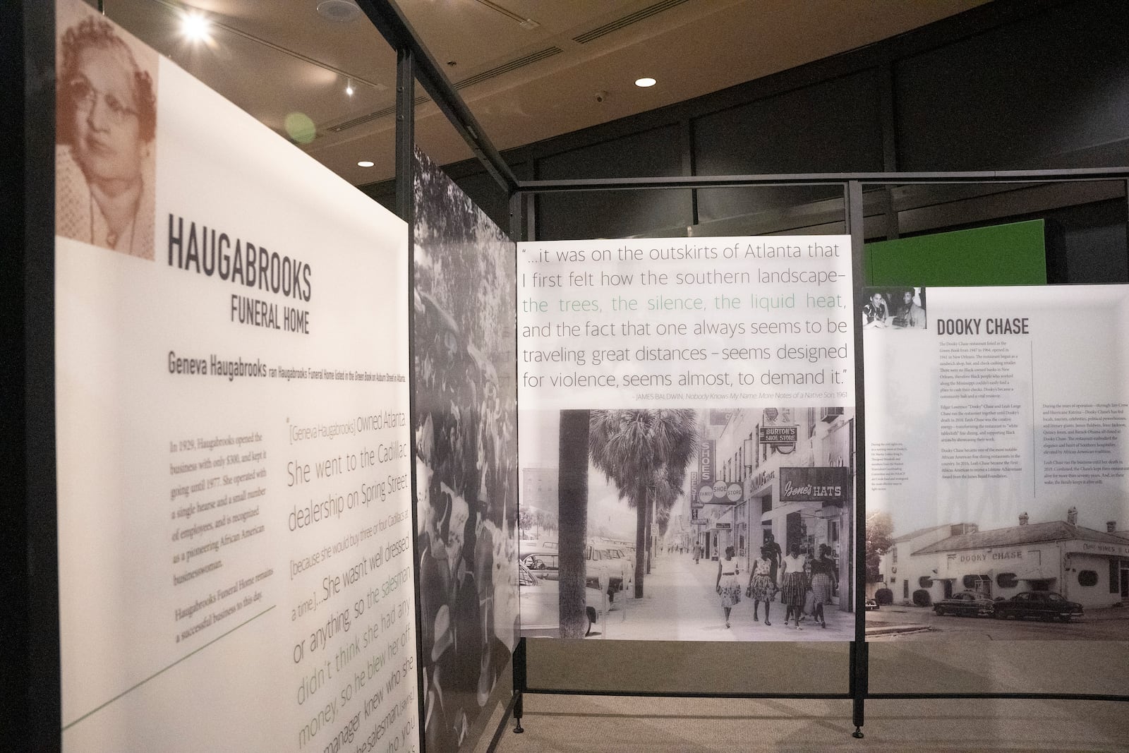 Haugabrooks Funeral Home, a local establishment founded in 1929 on Auburn Avenue, would have been listed in "The Negro Motorist Green Book" An exhibit opens at the Jimmy Carter Presidential Library and Museum in Atlanta, Georgia on Saturday, March 30, 2024. (Olivia Bowdoin for the AJC).