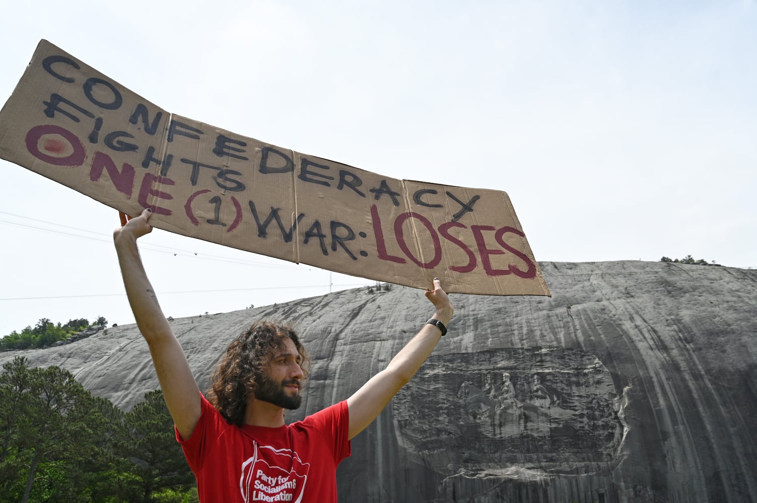 Confederate heritage group at Stone Mountain faces protesters