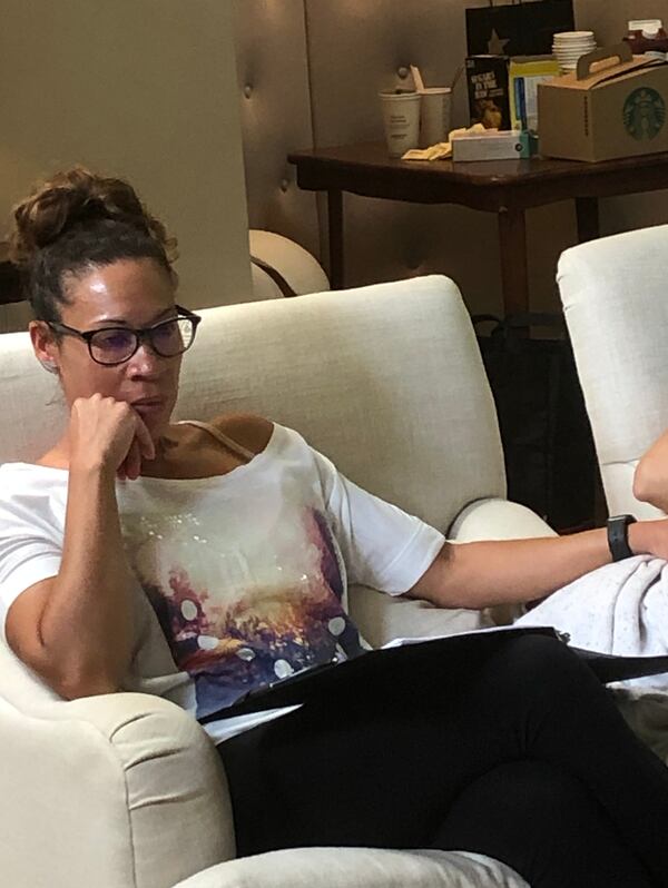 Michelle Rivera studies her script for the one-night-only, sold-out performance of “A Great Wilderness” on Monday. (Photos by Benjamin Carr)