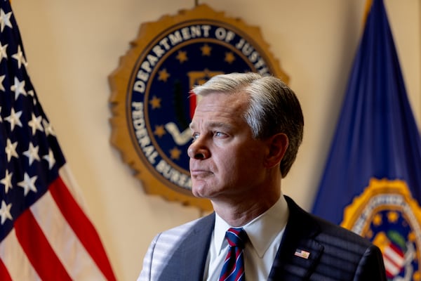 Outgoing FBI Director Christopher Wray at the J. Edgar Hoover Building in Washington, D.C.