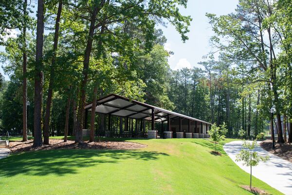 One of the covered pavilions at Brook Run Park.