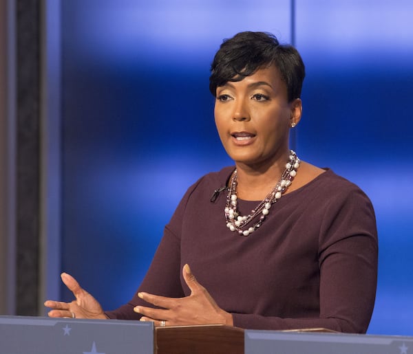 City Councilwoman Keisha Lance Bottoms responds to a question Sunday during a WSB-TV mayoral debate. Photo by Phil Skinner